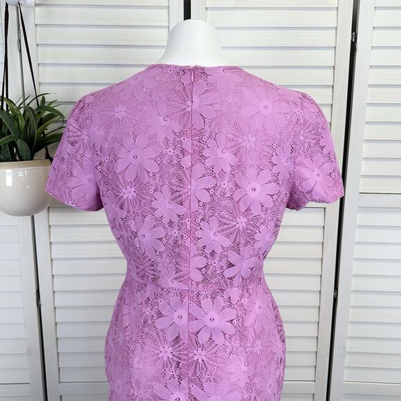 Rachel Parcell Pink Cap Sleeve Lace Sheath Dress Back Zip Womens Size 10 - Picture 6 of 11